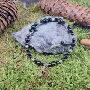 Bracelet Tourmaline noir 6mm / 4mm pierre naturel fait main