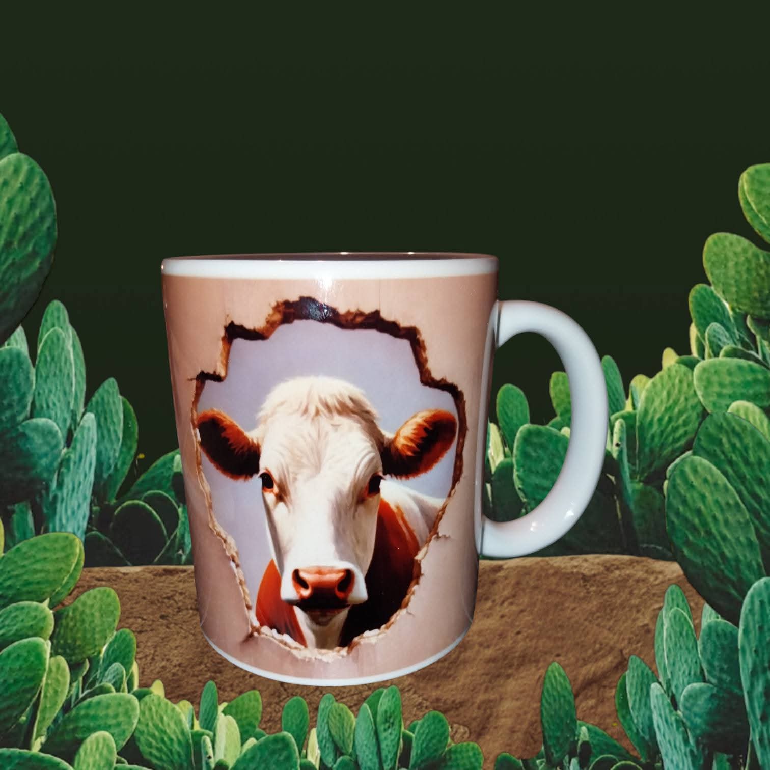Mug vache dans un mur