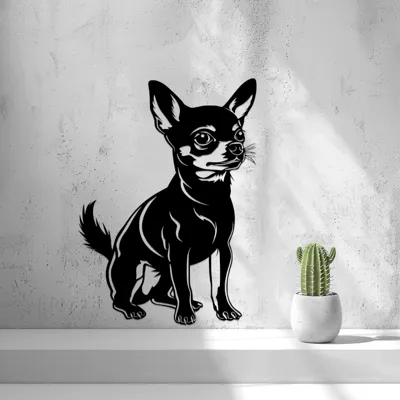 🐶 Chihuahua Élégant – Déco Murale Moderne 3D