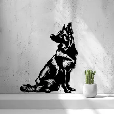 Silhouette Chien Élégant – Déco Murale Moderne 3D