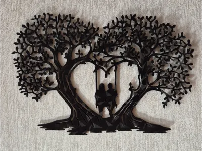 ❤️ Amour Sous l’Arbre – Déco Murale Romantique 3D