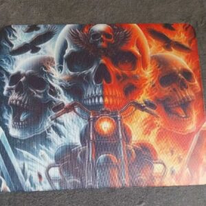 Tapis de souris motard, squelette feu