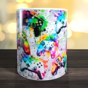 Mug manettes vidéo, jeux, gamers colorés