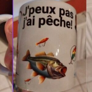 Mug humour « j&rsquo;peux pas j&rsquo;ai pêche »