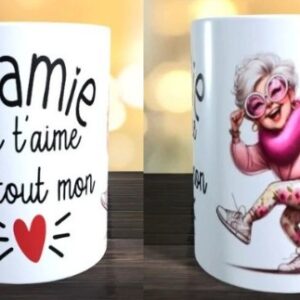 Mug mamie je t&rsquo;aime de tout mon coeur