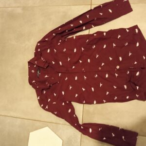 Chemise bordeaux motif dinosaures neuve in extenso