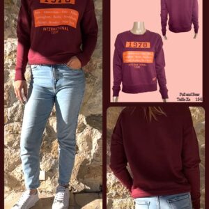 ❤️ Sweat bordeaux imprimé 1978 PULL&BEAR – taille XS – SOLDÉ 70% ❤️