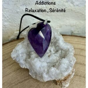 Pendentif cœur en améthyste , lithothérapie