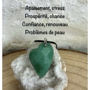 Pendentif cœur en aventurine , lithothérapie