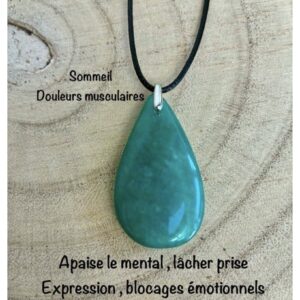 Pendentif goutte en amazonite , lithothérapie