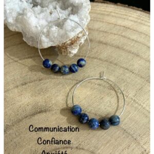Boucles d’oreilles lapis lazuli inoxydables , lithothérapie