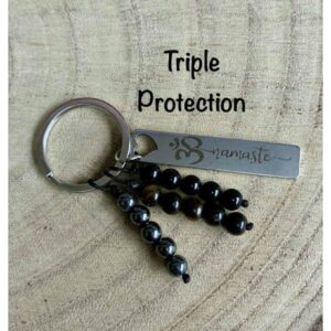 Porte clefs namaste triple protection , lithothérapie