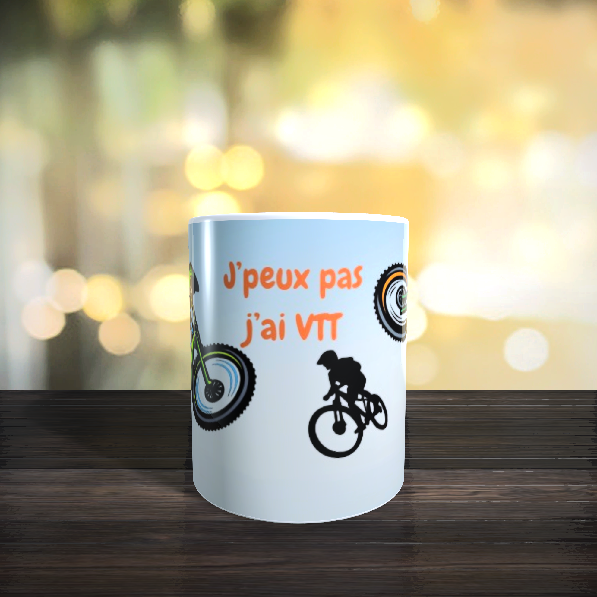 Mug humour, j&rsquo;peux pas j&rsquo;ai VTT