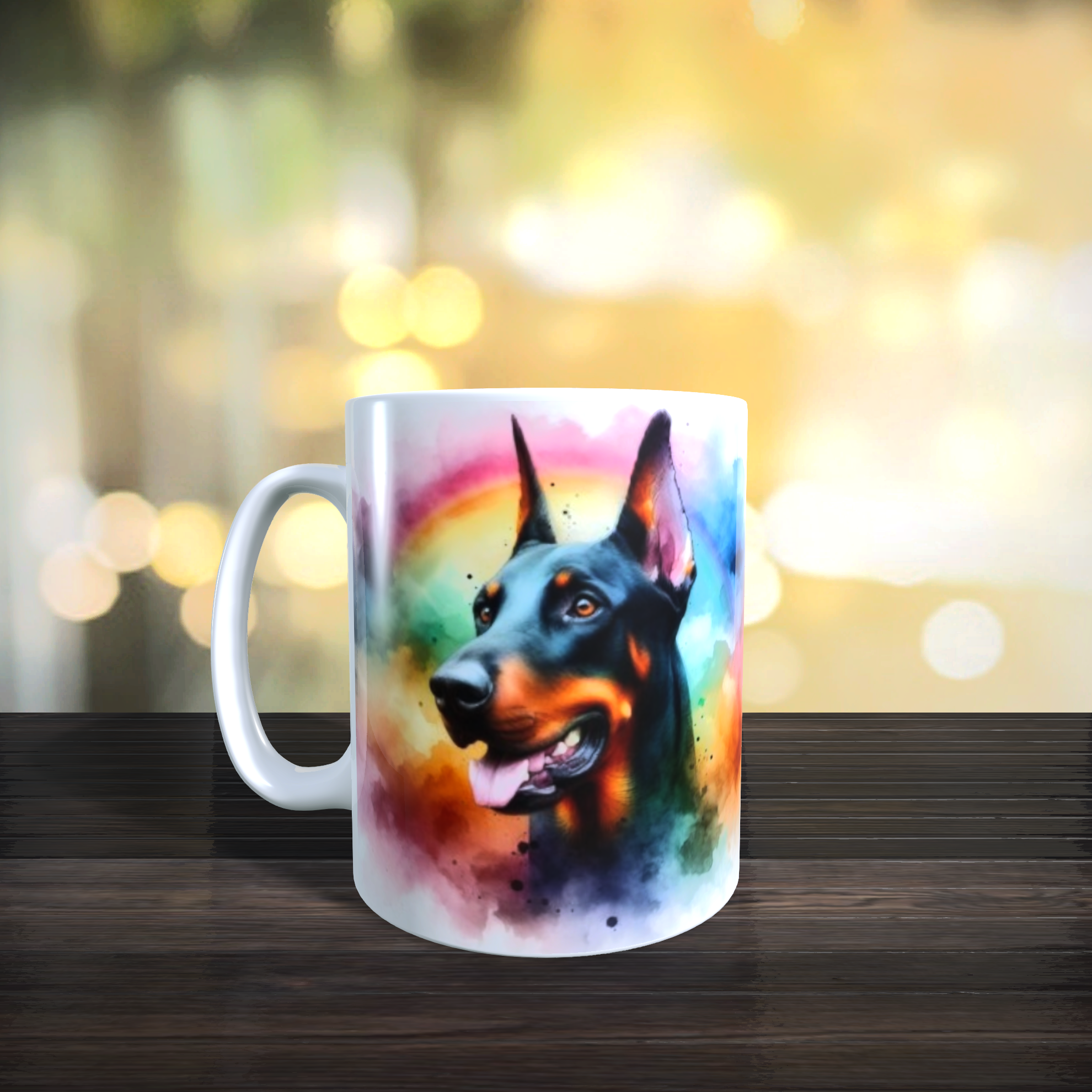 Mug doberman coloré