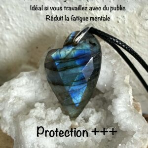Pendentif cœur en labradorite , lithothérapie
